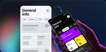 An old app screen next to its redesigned version on a modern phone