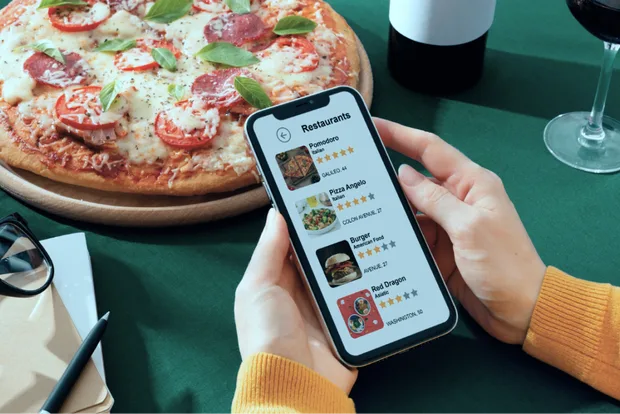 A customer ordering from a marketplace app on their phone