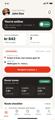 Driver delivery app