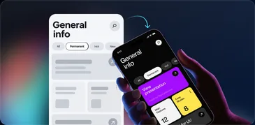 An old app screen next to its redesigned version on a modern iPhone