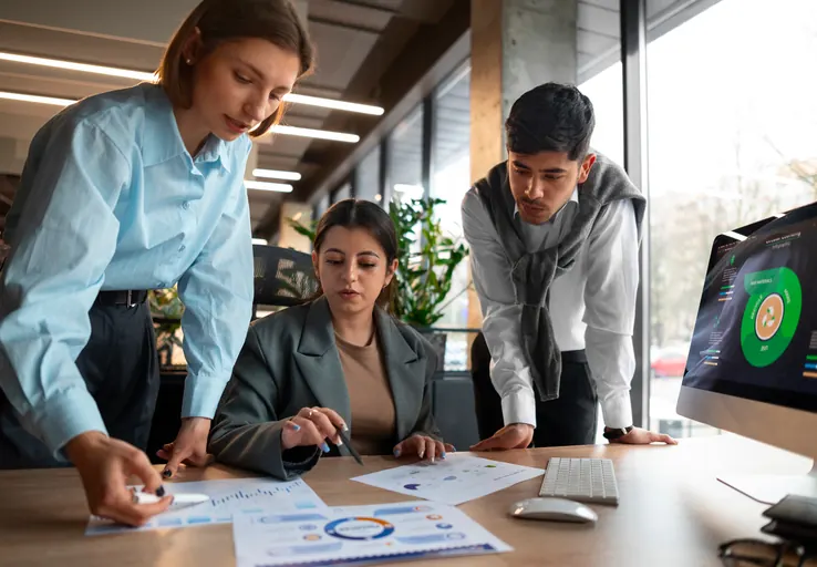 Product team reviewing an MVP dashboard together