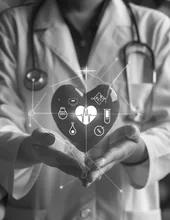 Doctor holding a digital health hologram