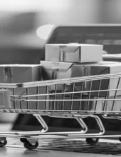 Miniature shopping trolley with parcels