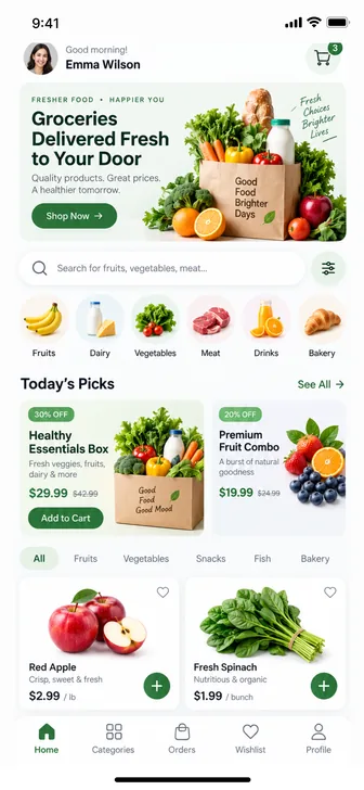 Sprig app home screen