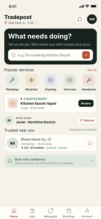 Tradepost app home screen