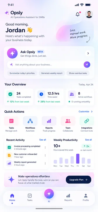 Opsly app home screen