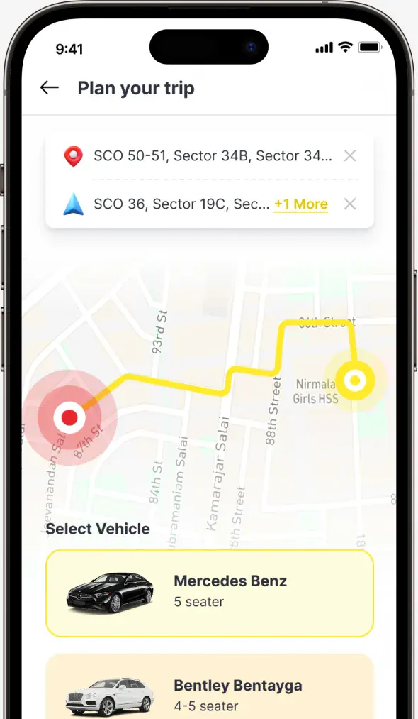 Trip planning with live route and vehicle choice